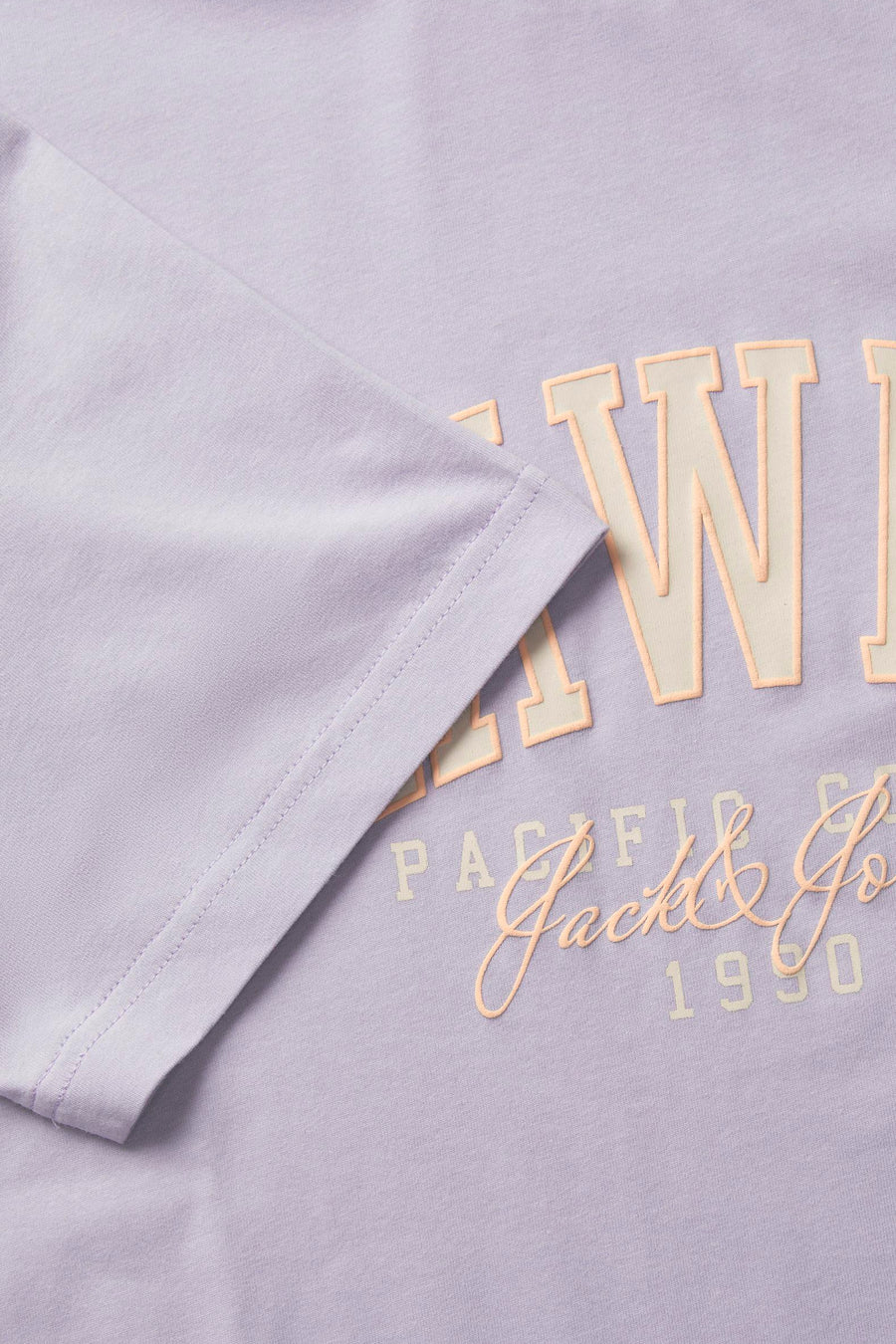 Paars T-shirt met korte mouwen van ORIGINALS BY JACK & JONES, met een grote tekstprint.