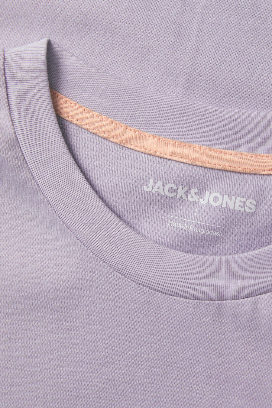 Paars T-shirt met korte mouwen van Originals by Jack & Jones, met een ronde hals en een gestikte oranje rand.