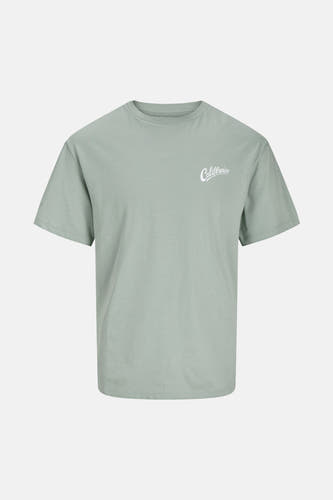 T-shirt vert de mantes courtes man ORIGINALSSS & JONES, avec une impression blanche "California".