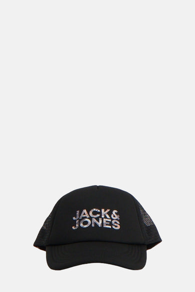 Zwarte pet van ACCESSORIES BY JACK & JONES, met gekleurd merklogo.
