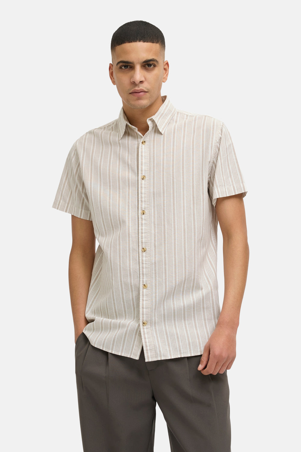 Chemise (manches courtes) Beige - PREMIUM BLUE by JACK & JONES
