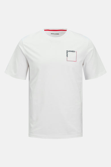 Wit T-shirt met korte mouwen van CORE by JACK & JONES, met een vierkant logo op de borst.