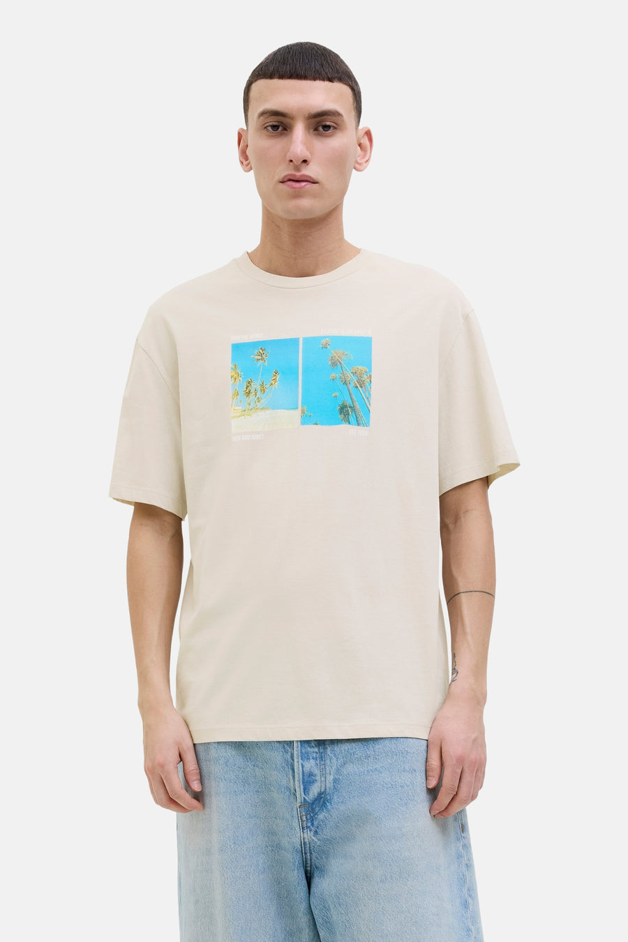 T-shirt met korte mouwen - beige - ORIGINALS BY JACK & JONES - 1