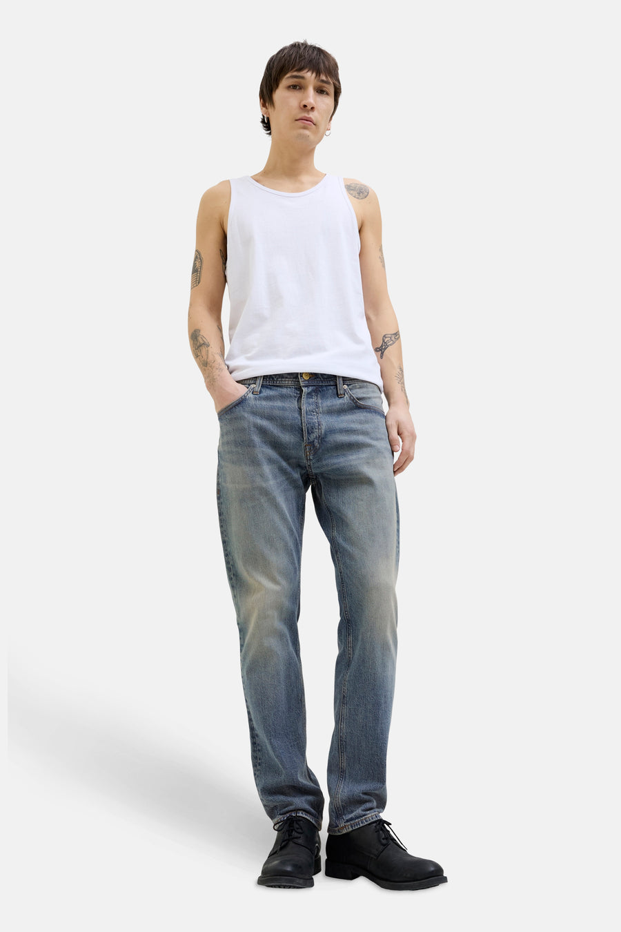 Jeans tapered mid blue denim - JACK & JONES JEANS INTELLIGENCE - JACK & JONES JEANS INTELLIGENCE
