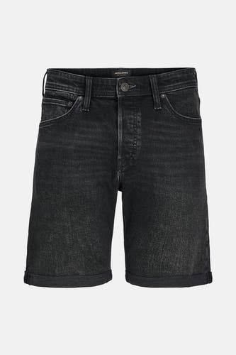 Donkergrijze jeansshort van JACK & JONES JEANS INTELLIGENCE, met subtiele denimtextuur en opgerolde pijpen.