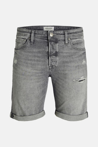 Jean en denim gris court de JACK & JONES JEANS INTELLIGENCE, avec des déchirures et des poches repliées.