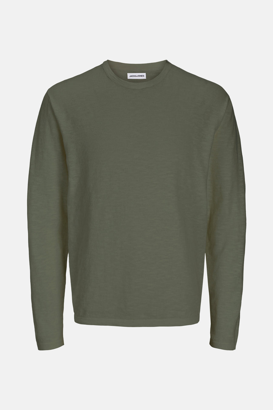Kaki trui met ronde hals van PREMIUM by JACK & JONES, effen en met lange mouwen.