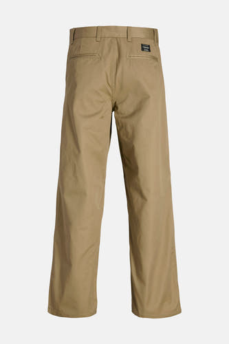 Beige broek van JACK & JONES JEANS INTELLIGENCE, met achterzakken en riemlussen, rug aanzicht.
