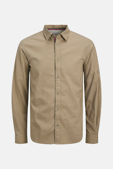 Beige overhemd met lange mouwen van PREMIUM by JACK & JONES, met knoopsluiting en lange mouwen.