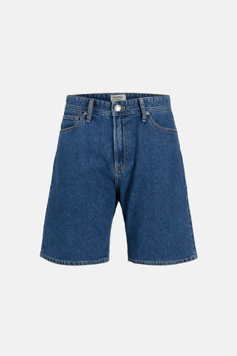 Short en jean bleu moyen de JJREBEL, avec texture denim classique et poches avant.