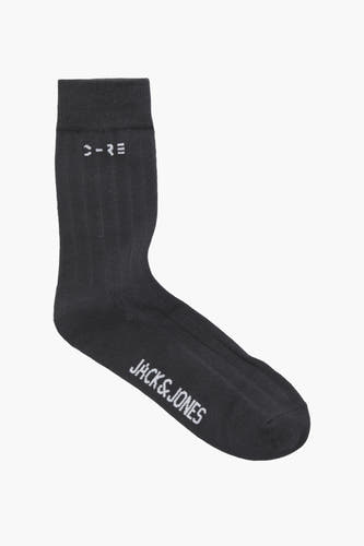 Grijze sokken van ACCESSORIES BY JACK & JONES, met ribbels en merknaam op de voet.