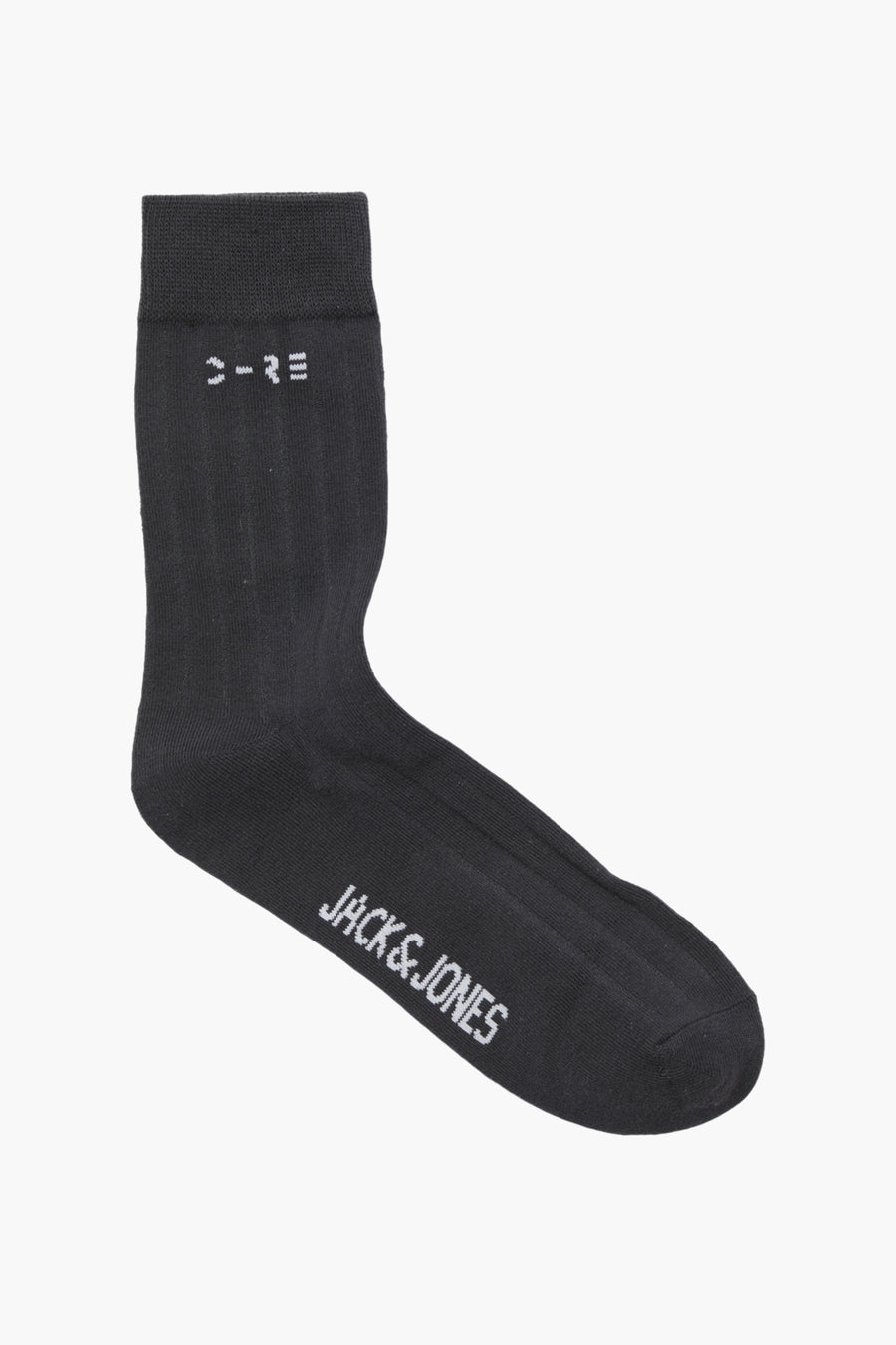 Grijze sokken van ACCESSORIES BY JACK & JONES, met ribbels en merknaam op de voet.