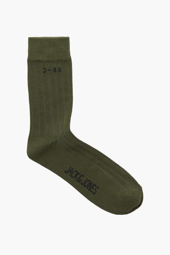 Groene sokken van ACCESSORIES BY JACK & JONES, met ribbels en logo details.
