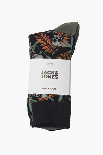Zwarte sokken van ACCESSORIES BY JACK & JONES met bloemen- en schedelmotief.