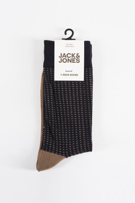 Zwarte sokken van ACCESSORIES BY JACK & JONES, met een klein, bruin patroon.
