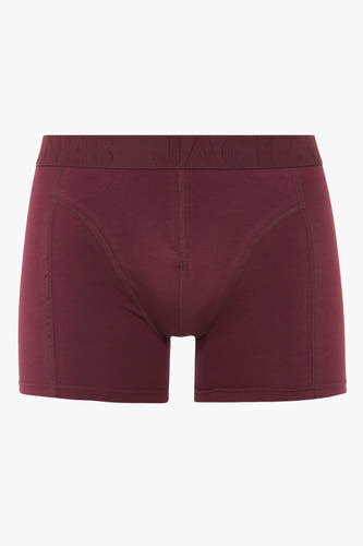 Shorts de boxeur rouge d'ACCESSORIES BY JACK & JONES avec une ceinture élastique à logo de marque, vue avant.