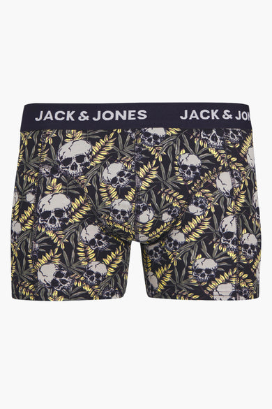 Multikleurige boxershort van ACCESSORIES BY JACK & JONES met doodskoppen en bladeren.