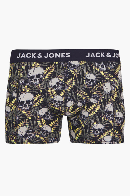 Multikleurige boxershort van ACCESSORIES BY JACK & JONES met doodskoppen en bladeren.
