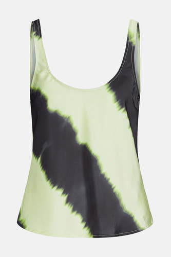 Groene mouwloze blouse van JJXX, met een abstract tie-dye patroon in donkergroen en lichtgroen.
