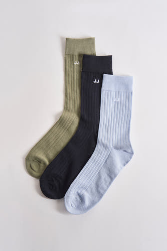 Meerkleurige sokken multipack van ACCESSORIES BY JACK & JONES, met een ribbeltextuur en geborduurde letters.