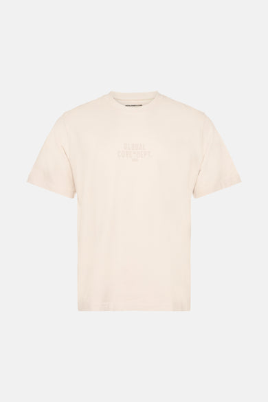 Beige T-shirt met korte mouwen van CORE by JACK & JONES, met een subtiele print op de borst.