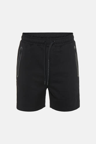 Zwarte katoenen shorts van JACK & JONES JEANS INTELLIGENCE met trekkoord en zijzakken met rits, front view