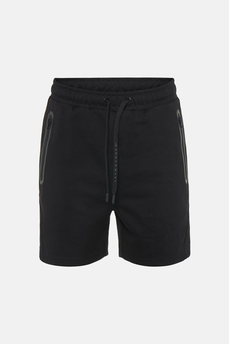 Zwarte katoenen shorts van JACK & JONES JEANS INTELLIGENCE met trekkoord en zijzakken met rits, front view