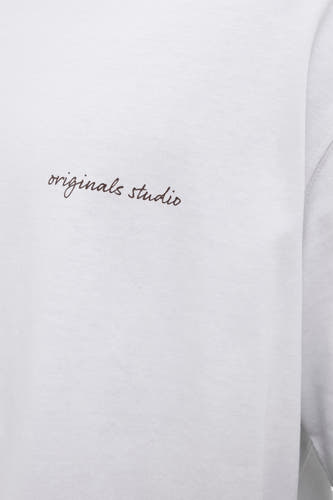 Wit T-shirt met korte mouwen van Originals by JACK & JONES, met een geborduurd logo.
