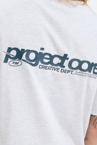 Grijs T-shirt met korte mouwen van CORE BY JACK & JONES, met donkerblauwe print op de rug.