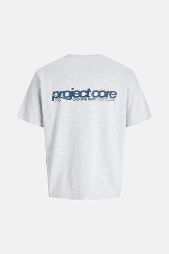 Grijs T-shirt met korte mouwen van CORE BY JACK & JONES, met een opdruk op de achterkant.
