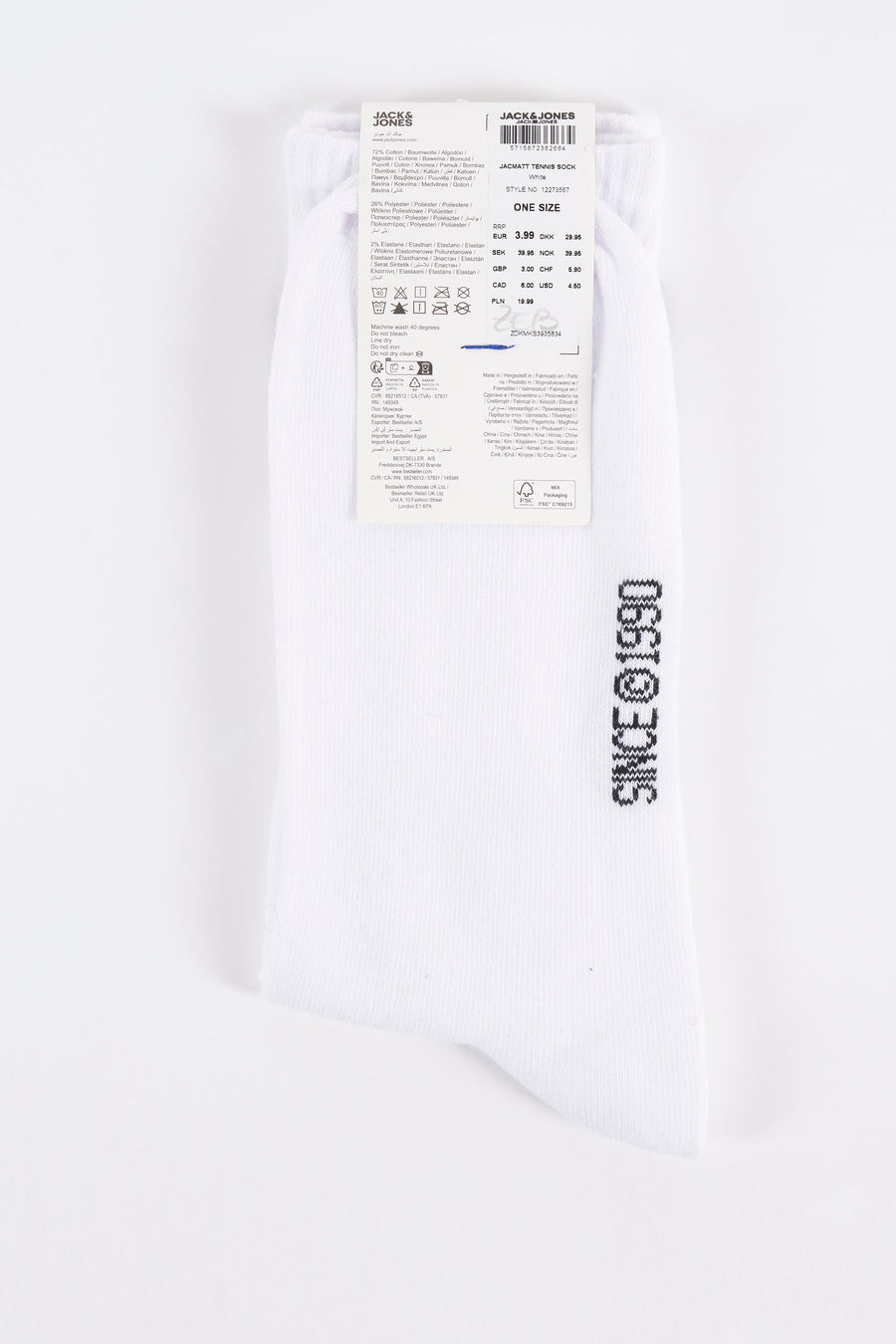 Witte sok met opdruk.