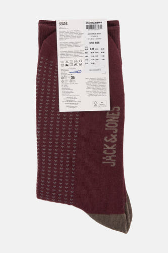 Rode sokken van ACCESSORIES BY JACK & JONES, met een subtiel grijs patroon en een comfortabele boord.
