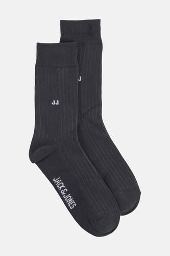 Grijze sokken van ACCESSORIES BY JACK & JONES met verticale ribbels en het logo van het merk.
