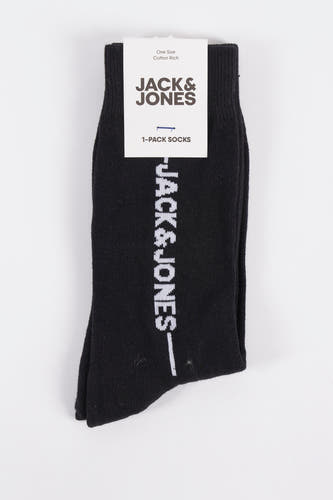 Zwarte sokken van ACCESSORIES BY JACK & JONES, met het logo op de zijkant.
