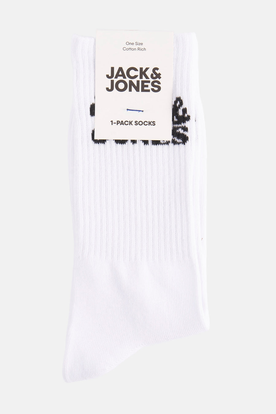 Witte sokken van ACCESSORIES BY JACK & JONES, met een geribbelde textuur en een merklabel.