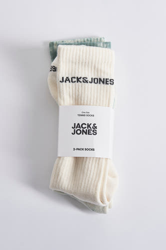 Meerkleurige sokken (multipack) van ACCESSORIES BY JACK & JONES, met een geribbelde textuur en een opdruk van het logo.
