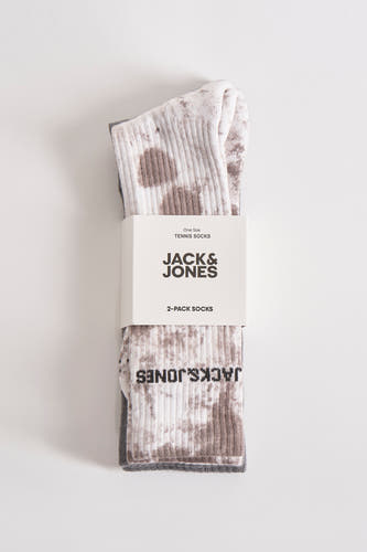 Multipack sokken in grijs van ACCESSORIES BY JACK & JONES, met een batikpatroon en een ribgebreide textuur.