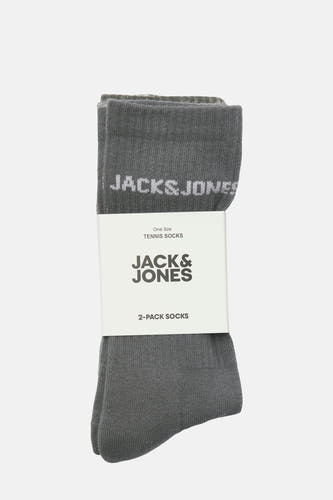 Grijze sokken van ACCESSORIES BY JACK & JONES, met een wikkel om een 2-pack sokken.