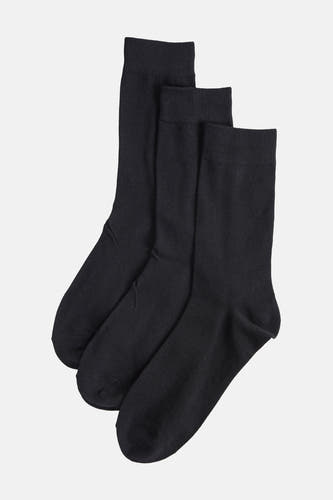 Zwarte sokken van ACCESSORIES BY JACK & JONES, drie paar in een bundel, effen textuur.