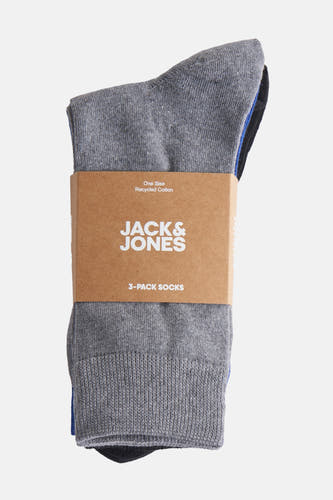 Multikleurige sokken van ACCESSORIES BY JACK & JONES, verpakt met een papieren band met het logo erop.