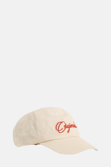 Ecru pet van ACCESSORIES BY JACK & JONES, met een geborduurde rode tekst.