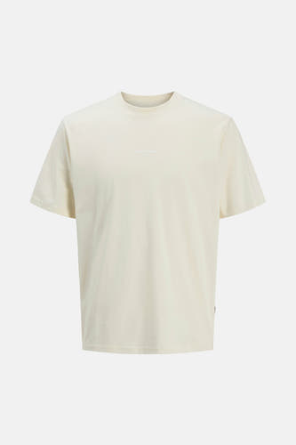 Ivoorwit T-shirt met korte mouwen van CORE by JACK & JONES, met kleine logo-opdruk op de borst.