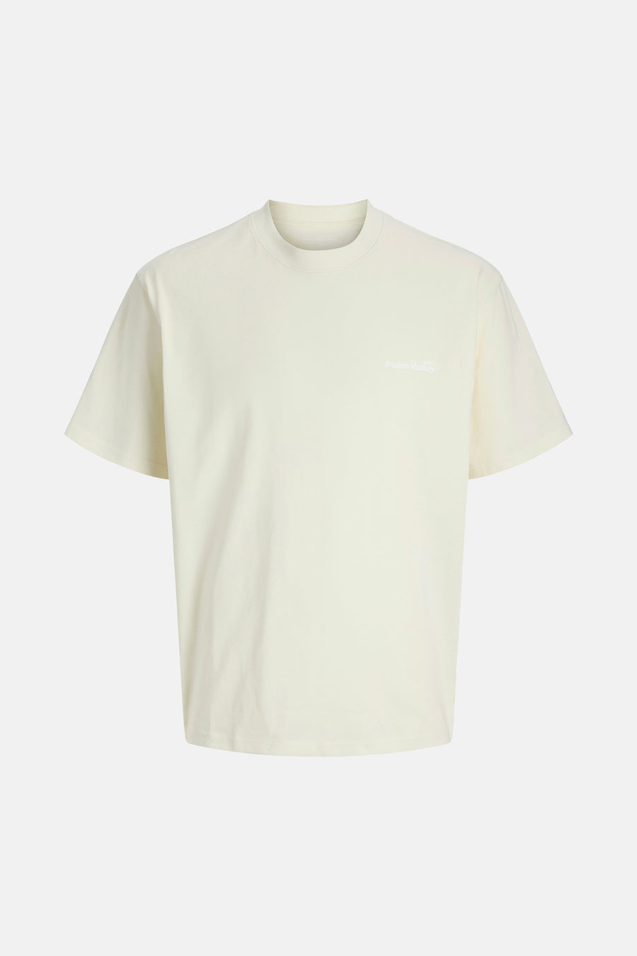Ecru T-shirt met korte mouwen van CORE BY JACK & JONES, effen en met een klein logo.
