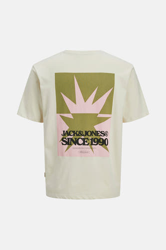 T-shirt écru à manches courtes d'ORIGINALS par JACK & JONES, avec une impression graphique sur le dos.
