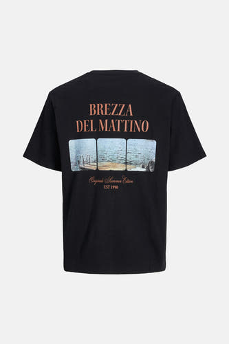 T-shirt noir à manches courtes d'ORIGINALS par JACK & JONES, avec une impression graphique sur le dos.