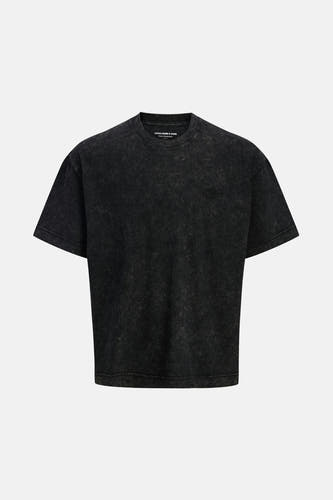 T-shirt noir à manches courtes de CORE par JACK & JONES, avec une texture marbrée.