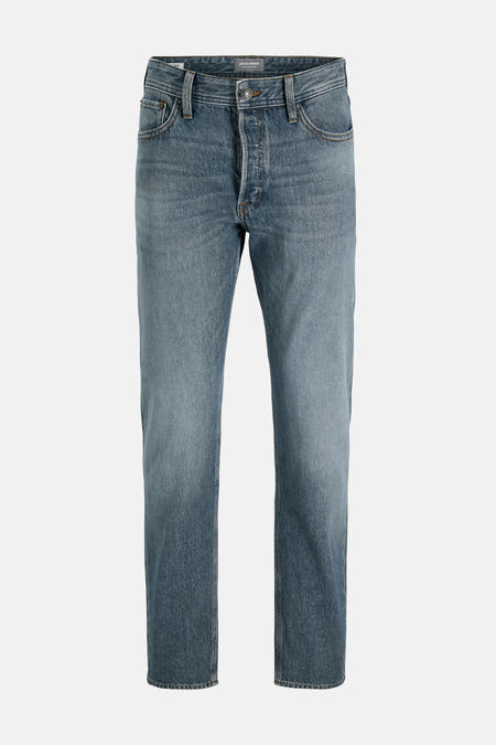 Blauwe tapered jeans van JACK & JONES JEANS INTELLIGENCE, in een middentint denim wassing.
