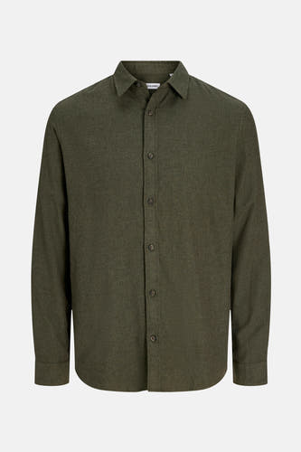 Groen overhemd met lange mouwen van ORIGINALS BY JACK & JONES, met knoopsluiting en subtiele textuur.