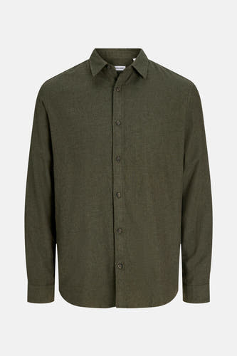 Groen hemd met lange mouwen van ORIGINALS BY JACK & JONES, met een effen ontwerp en knoopsluiting.