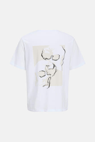 Wit T-shirt met korte mouwen van CORE BY JACK & JONES, met grafische print van gezichten op de achterkant.